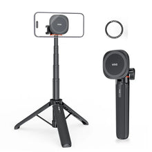 Load image into Gallery viewer, Magnetic Extend Selfie Stick Tripod w 1/4" Magnet Tripod Mount Ring Cell Phone Tripod Stand for Magsaf iPhone 15 14 13 12 Phone