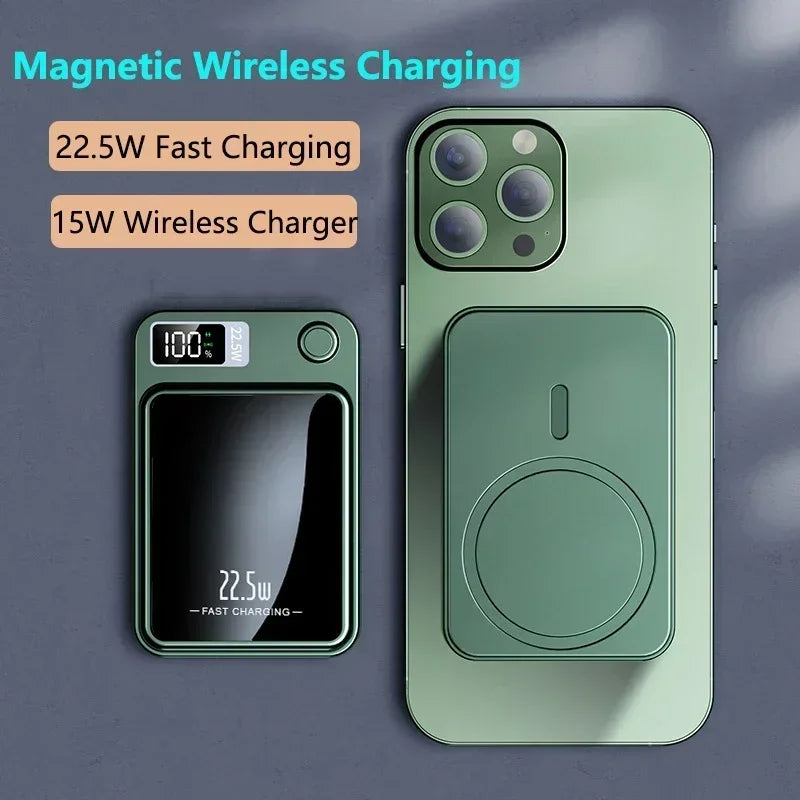 100000mAh Wireless Power Bank Magnetic Qi Portable Powerbank Type C Fast Charger For iPhone15 14 13 Samsung MaCsafe 2024 New