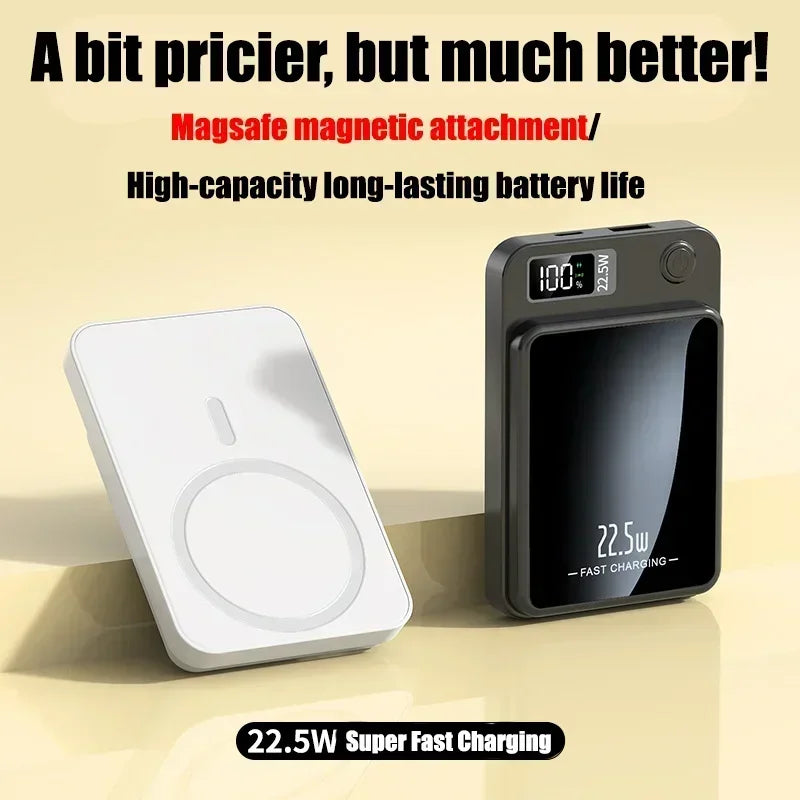 100000mAh Wireless Power Bank Magnetic Qi Portable Powerbank Type C Fast Charger For iPhone15 14 13 Samsung MaCsafe 2024 New