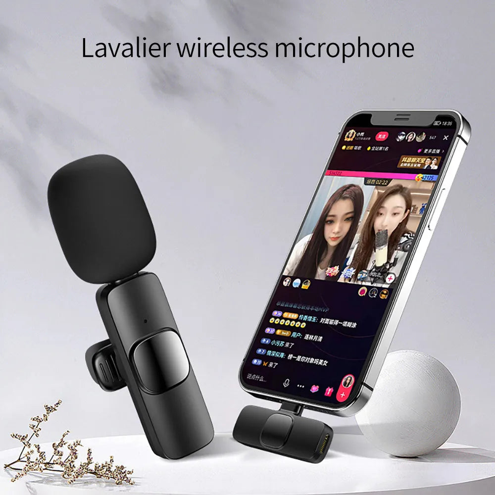 Lavalier Microphone Wireless Microphone Noise Cancelling Audio Video Recording Mini Mic for iPhone Android Live Broadcast Game