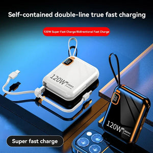 Lenovo 120W Fast Charging 50000mAh Large Capacity Portable Power Bank Cable Two-way Mini Powerbank for iPhone Samsung Xiaomi