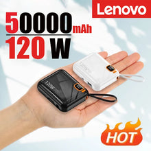 Load image into Gallery viewer, Lenovo 120W Fast Charging 50000mAh Large Capacity Portable Power Bank Cable Two-way Mini Powerbank for iPhone Samsung Xiaomi