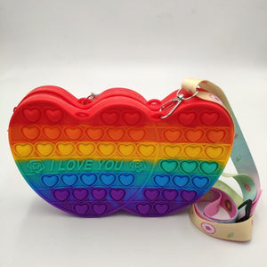 Pop It Fidget Toys Silicone Push Bubble Crossbody Bag Sensory Reliver Stress Autism Adults Kids Handbag Coin Pouch Purse Gifts